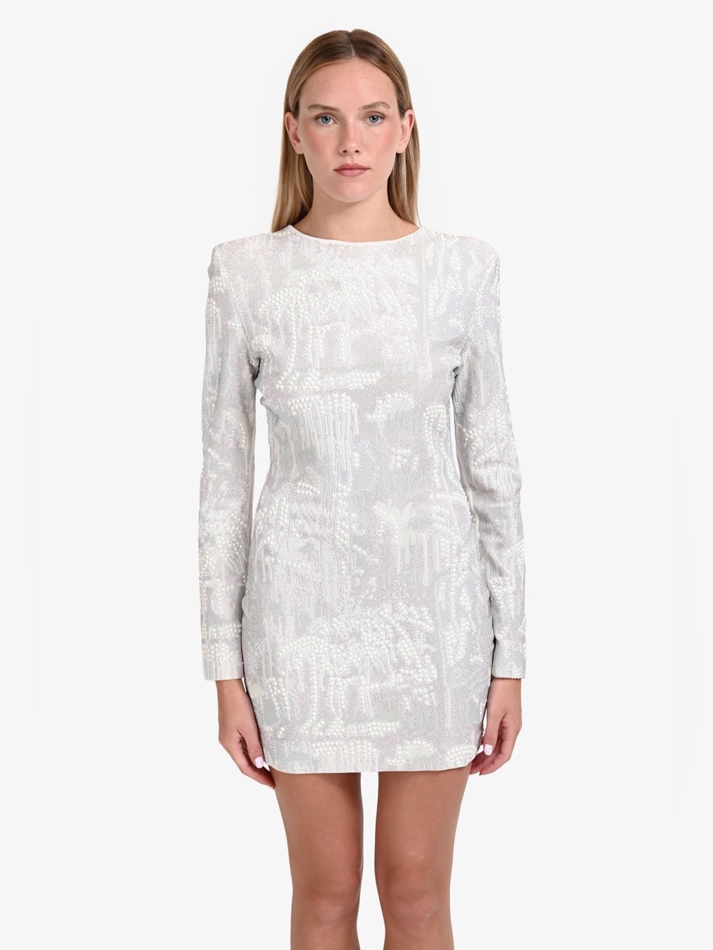 Balmain white crystal mini dress